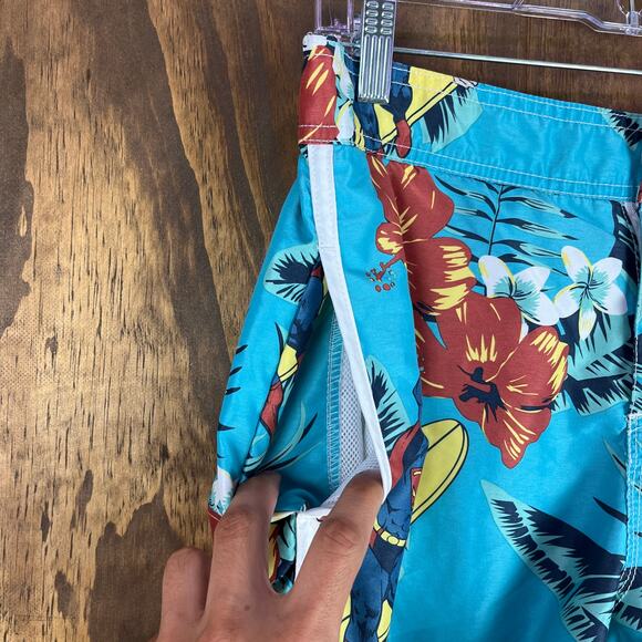 Superman Mens Shorts Swim Trunks Blue Multicolor Superhero Floral Lined Small - Picture 9 of 15